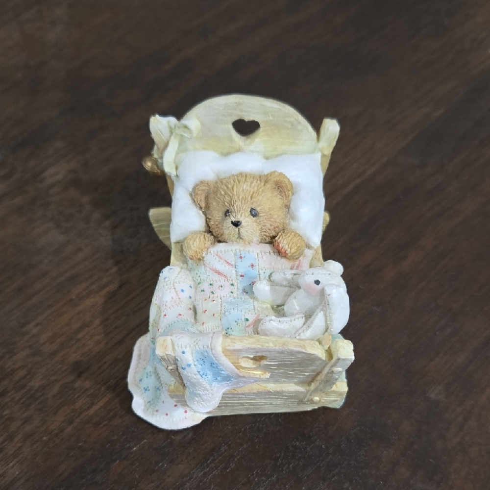Cherished Teddies Figurine Baby in Bed with Blanket "Cradled With Love"
